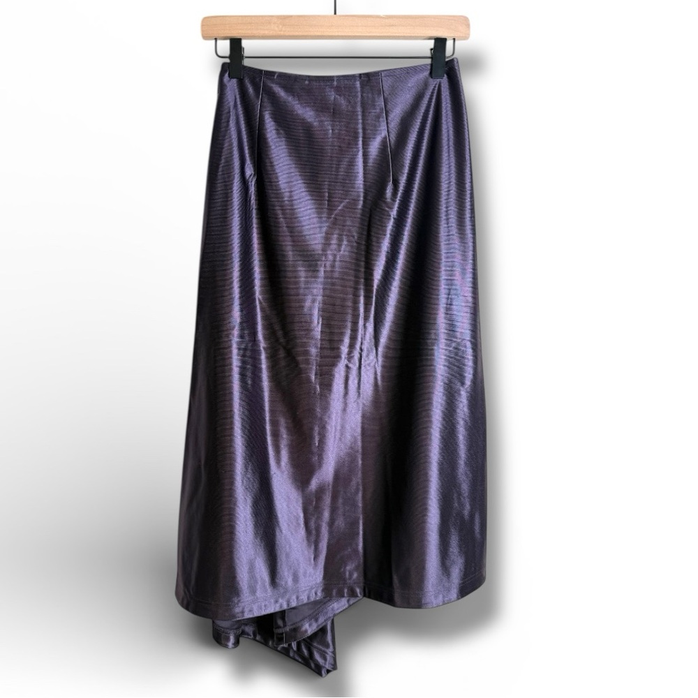 Adidas Originals Midi Asymmetrical High Rise Satin Skirt‎ in Shiny Purple Sz 2 - Picture 4 of 12